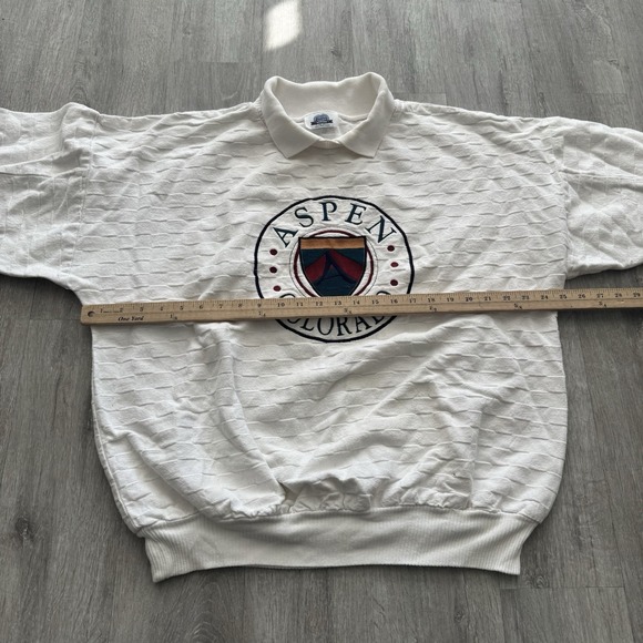 Vintage Aspen Colorado Collared Sweatshirt Size XL Textured White Thick Ski Snow - Picture 6 of 8